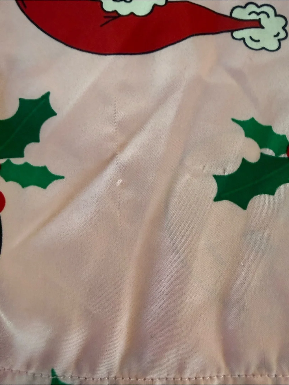 art class Pink Silky Holiday Smile Santa Face Pajama Set